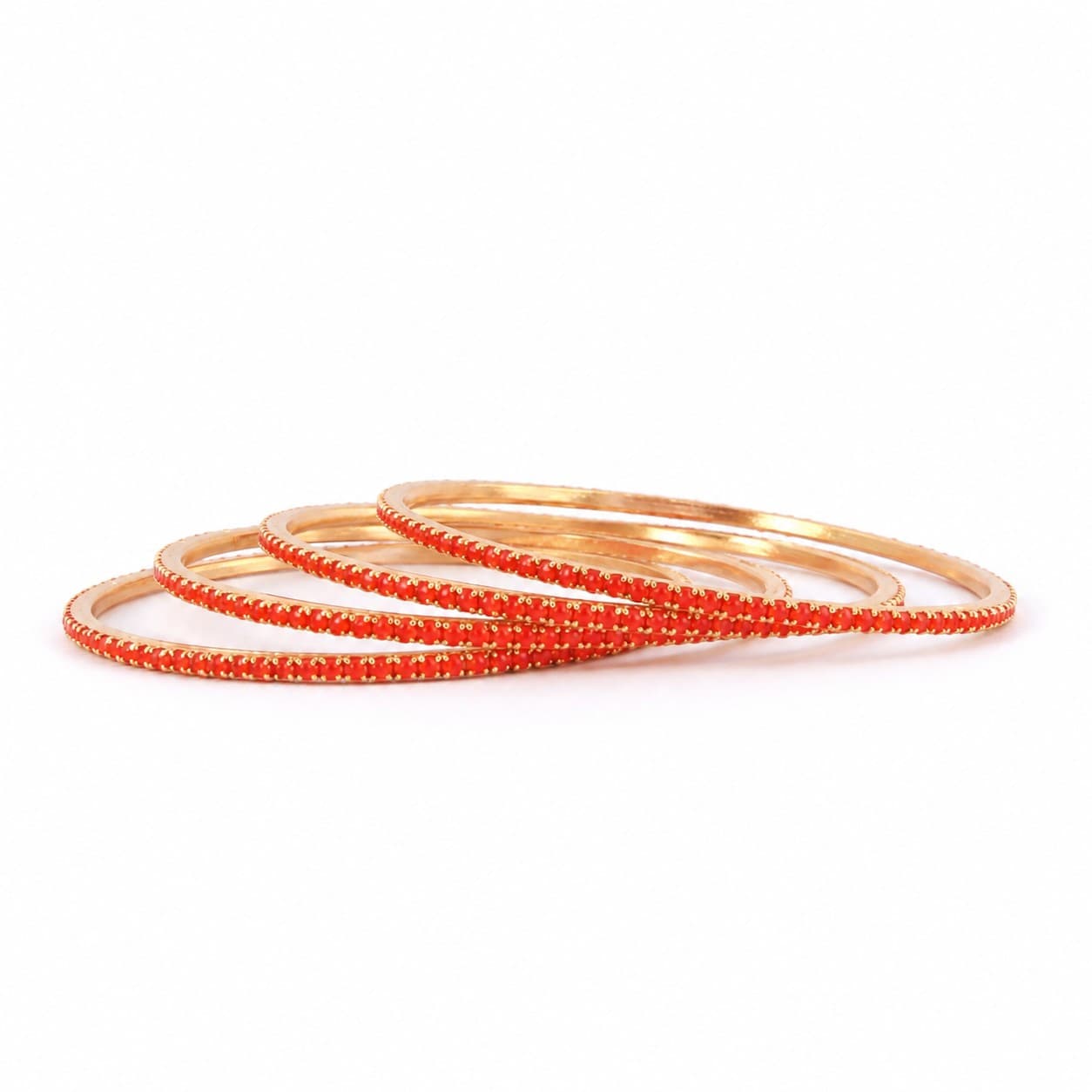 Shineora Scarlet Sparkle Stone Bangles Set Pack of 4