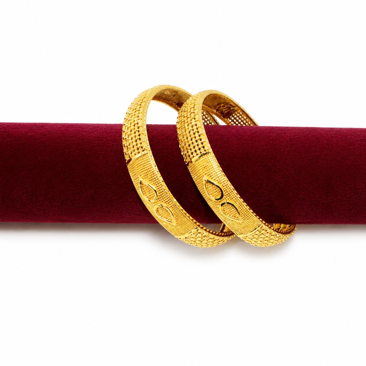 Shineora Women Gold-Plated Textured Traditional Bangles Set (Pack of 2)