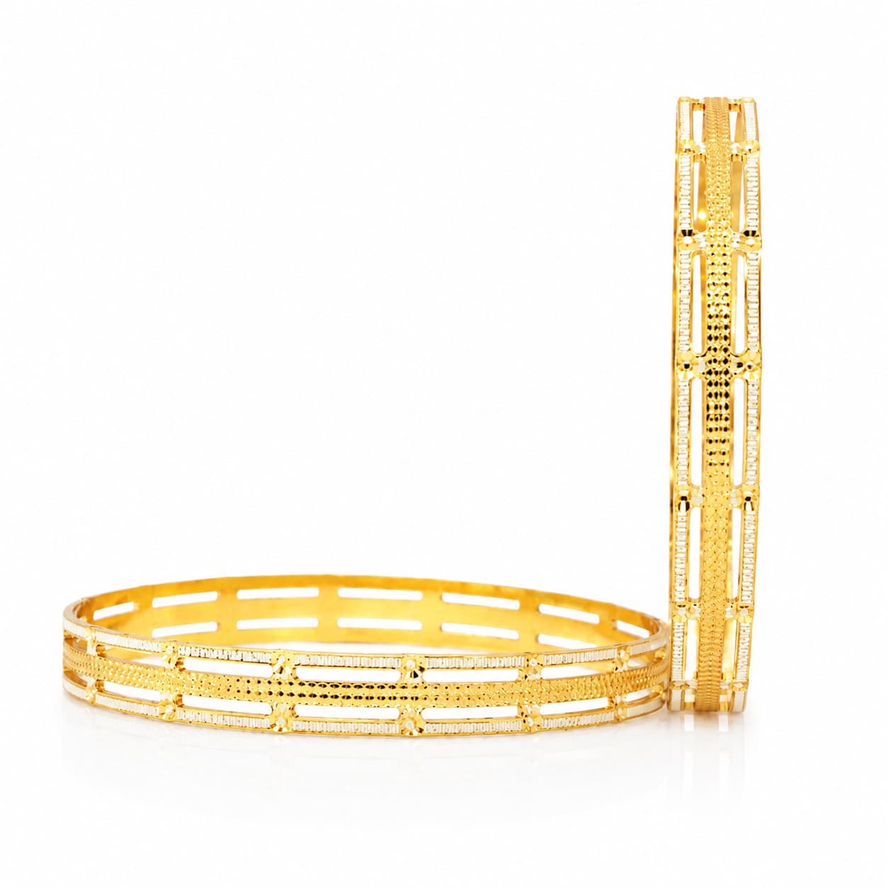 Shineora Premium Gold-Plated Geometric Designer Bangles Set for Women (Set of 2) - 3