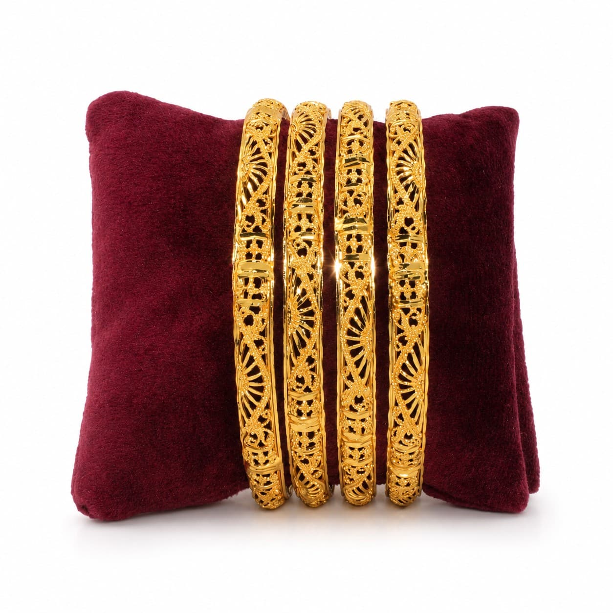 Shineora Royal Filigree Gold-Plated Bangles Set - 3
