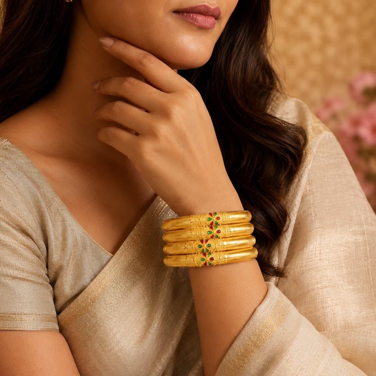 Shineora Pushpika Meenakari Bangles Set