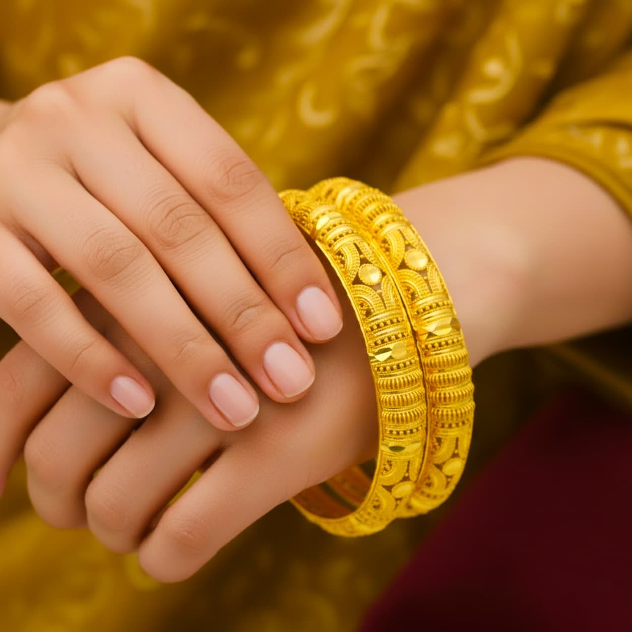 Shineora Heritage Gold Plated Bangles Set