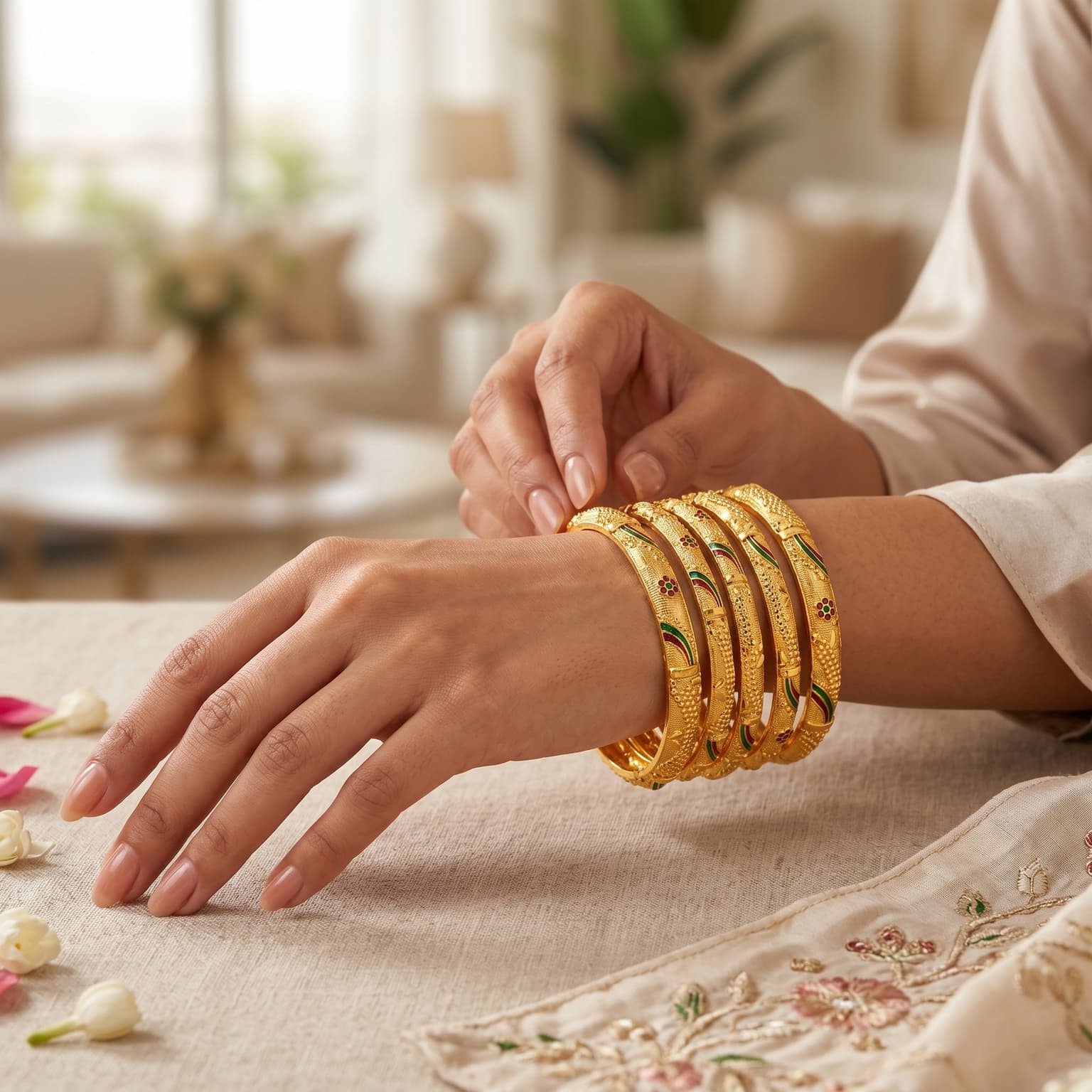 Shineora Rangrekha Heritage Bangles Set of 6 - 4