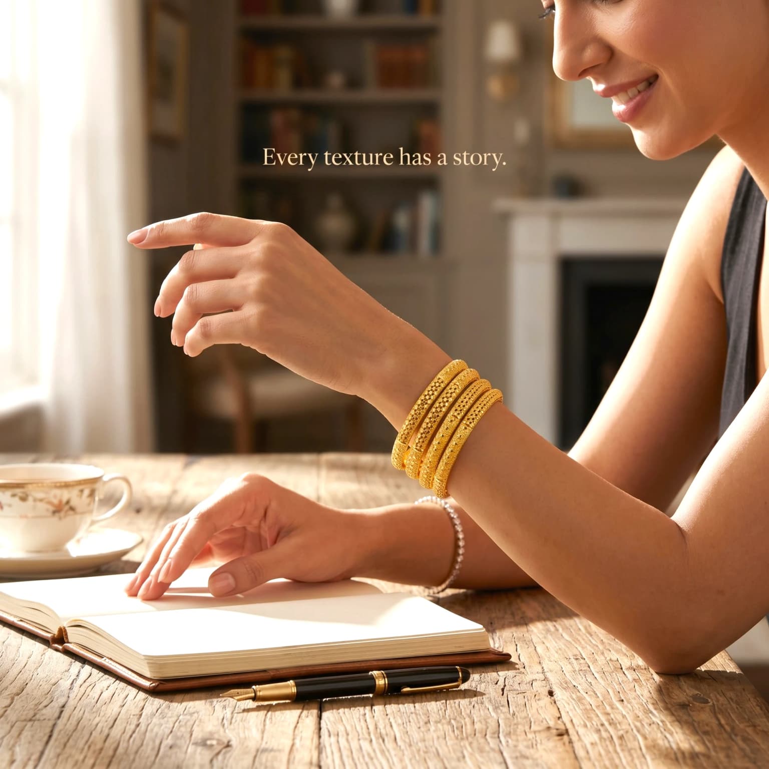 Shineora Premium Gold-Plated Textured Traditional Bangles Set for Women | Pack of 4