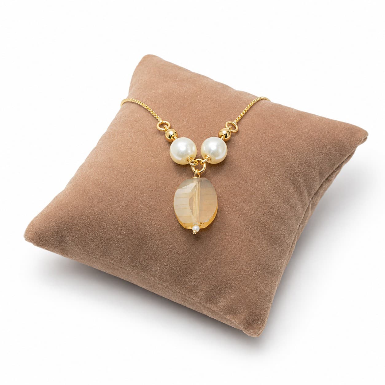 Shineora Gold-Plated Pearl Drop Pendant Necklace