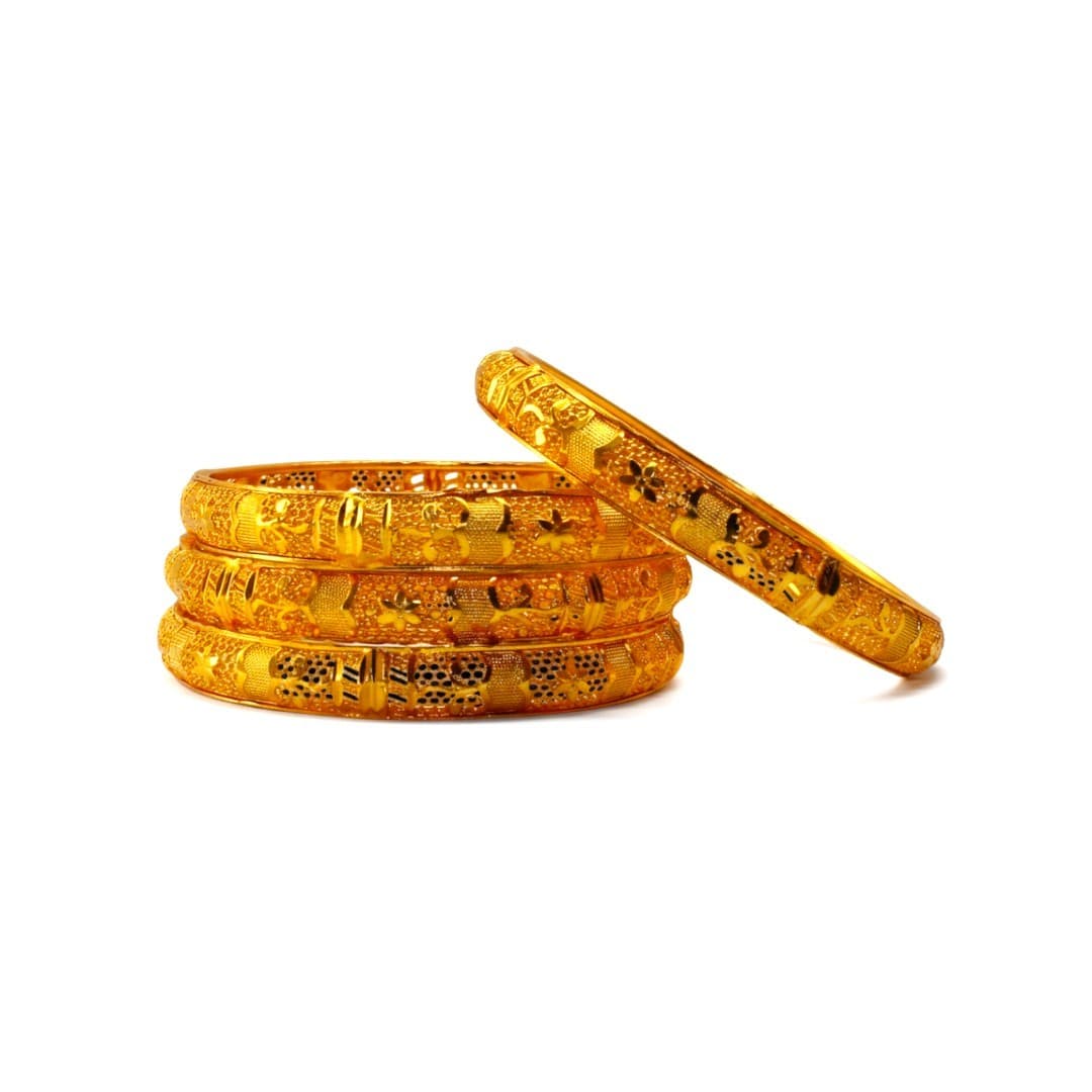 Shineora 18K Gold Plated Regal Bloom Bangle Set