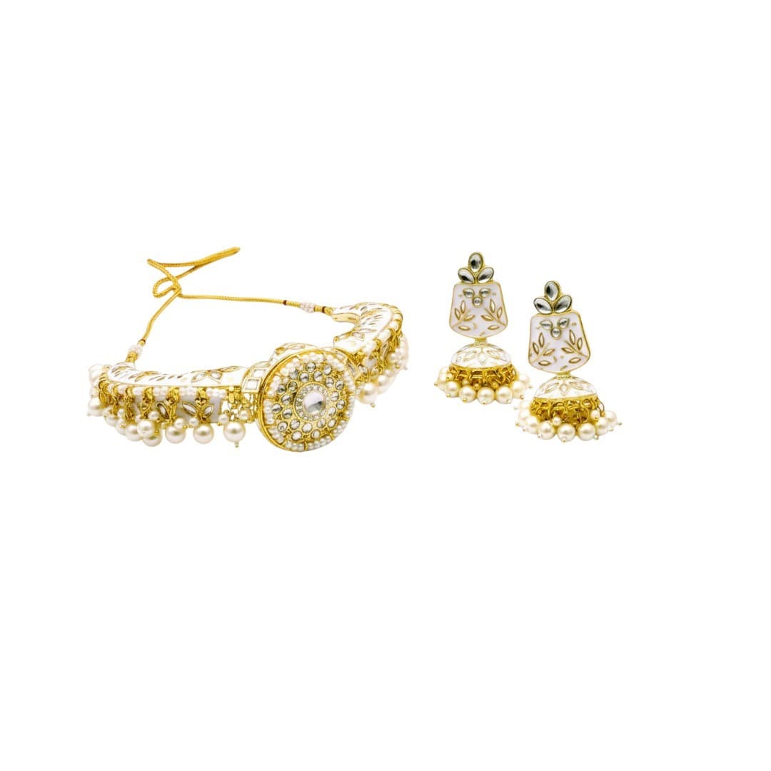 Royal White Kundan Pearl Hasuli