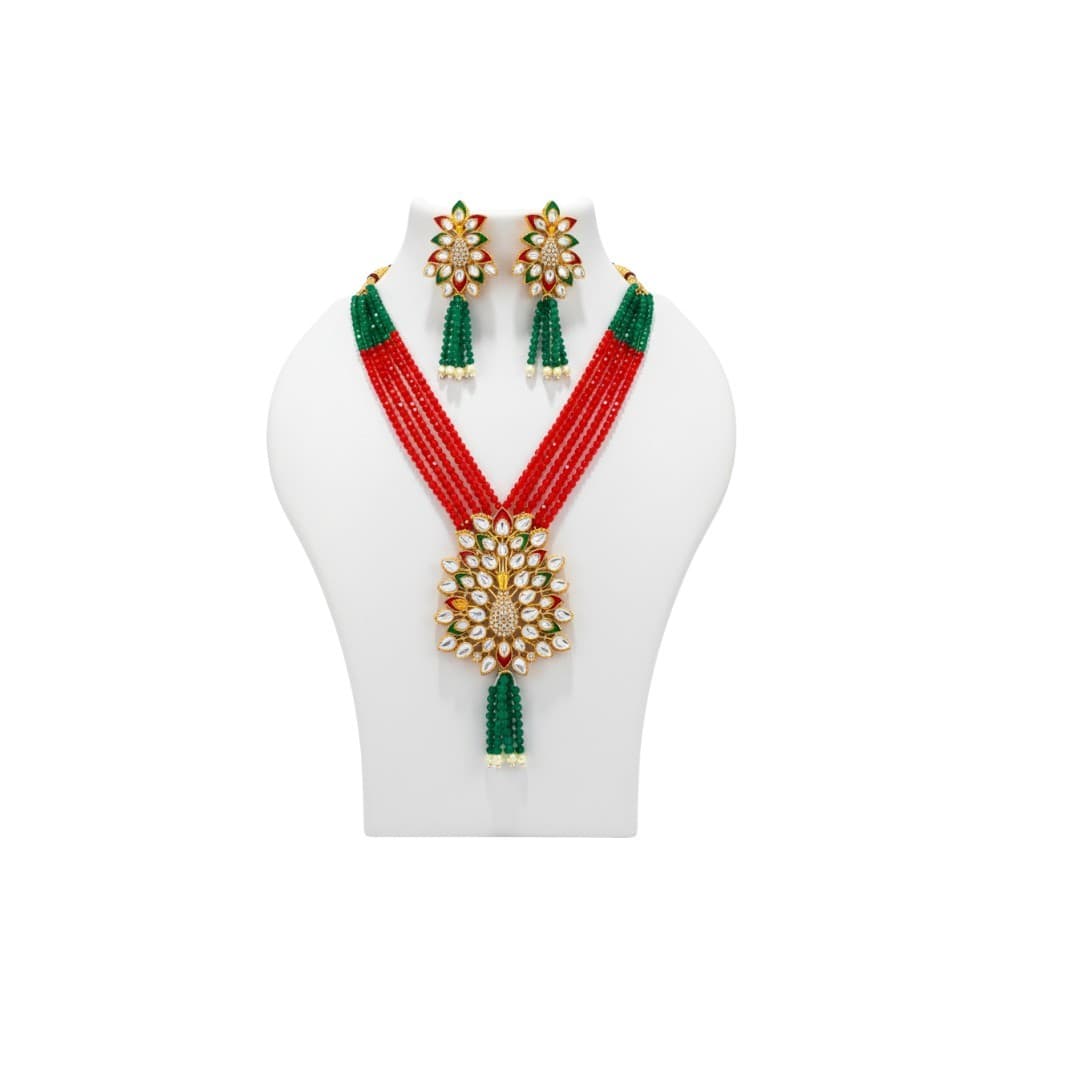 Royal Blossom Kundan Beaded Necklace Set