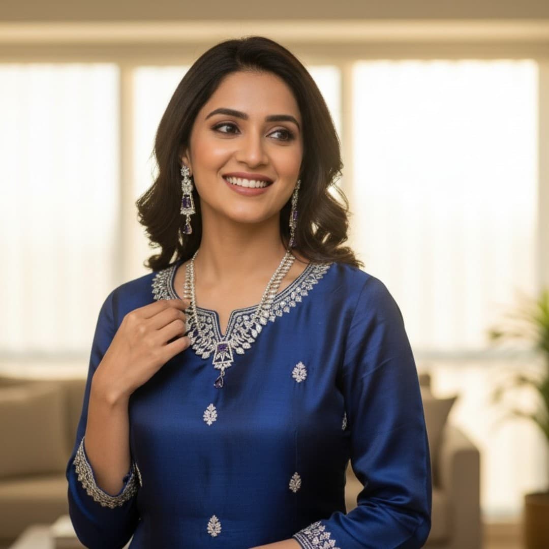 Royal Azure Leaf Jewelry Set